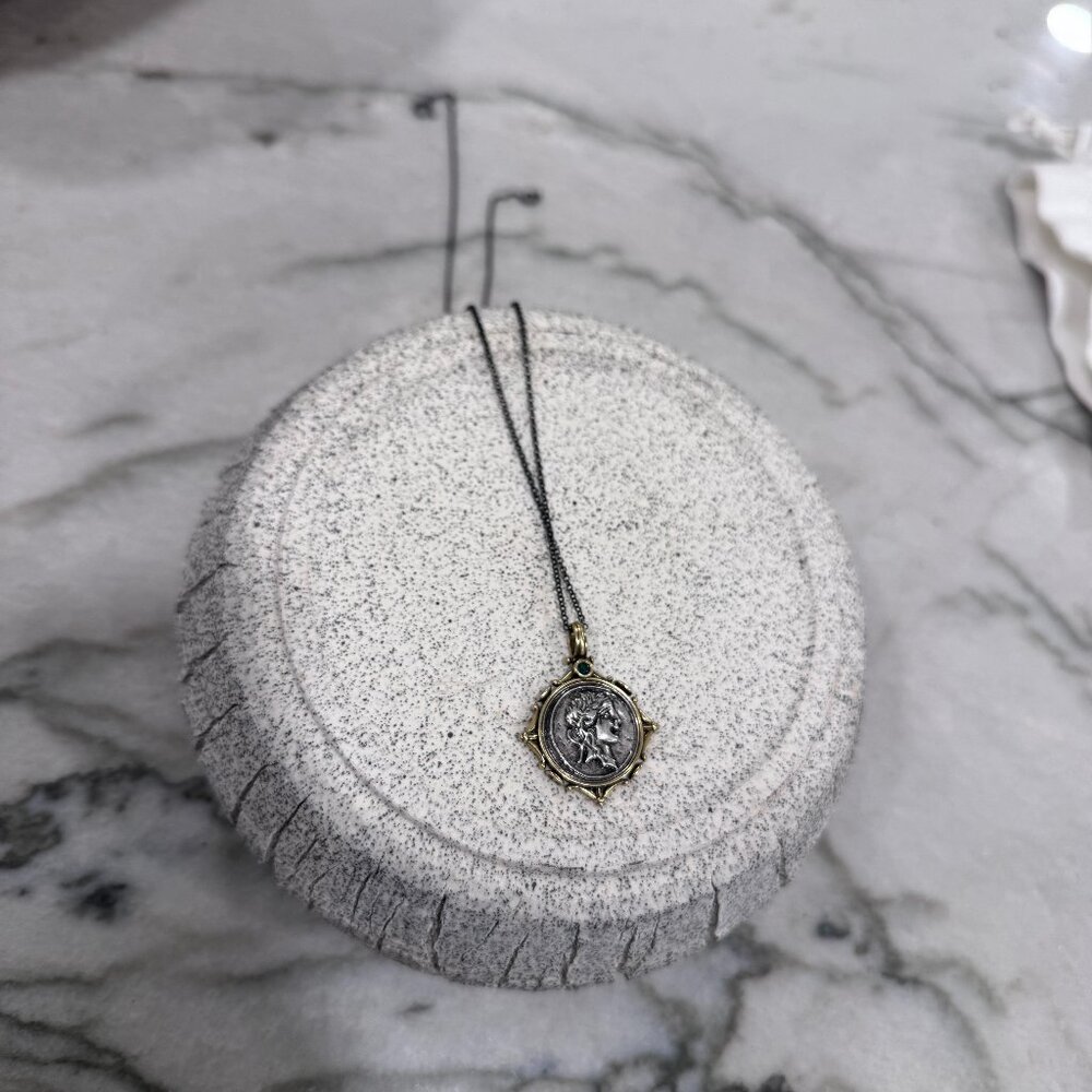 Handmade Oxidized Silver Coin Pendant Necklace